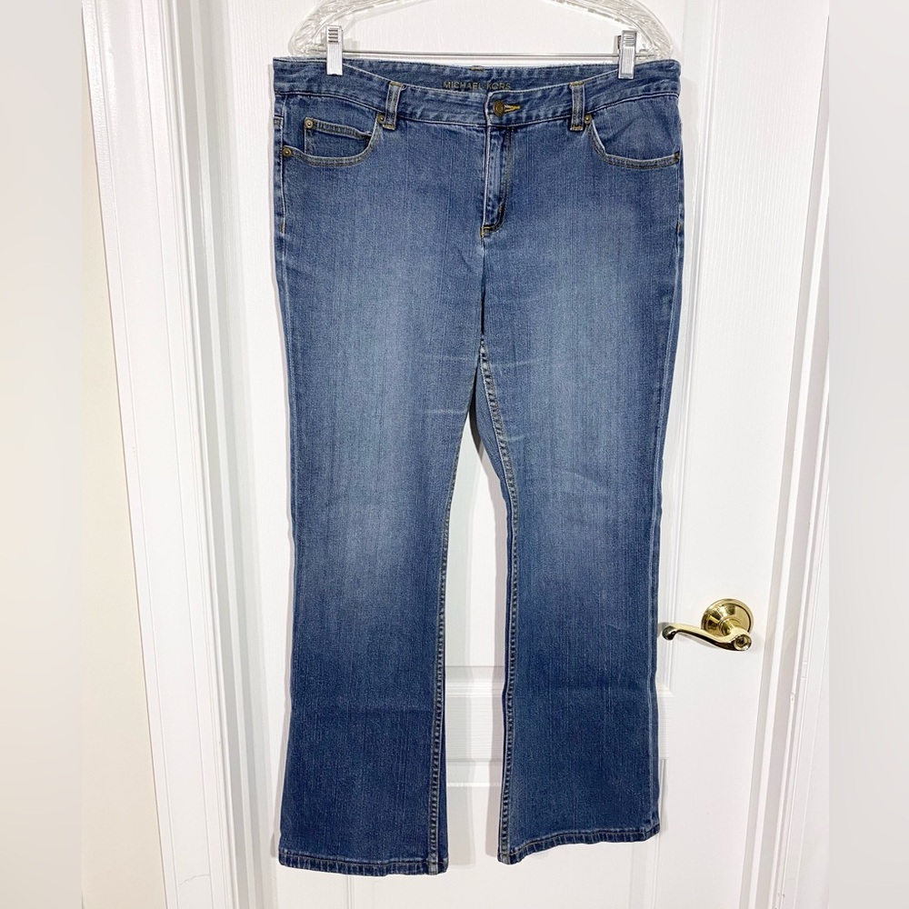 Y2K VTG Michael Kors Studded Logo Pocket Mid Rise Bootcut Jeans Size 12